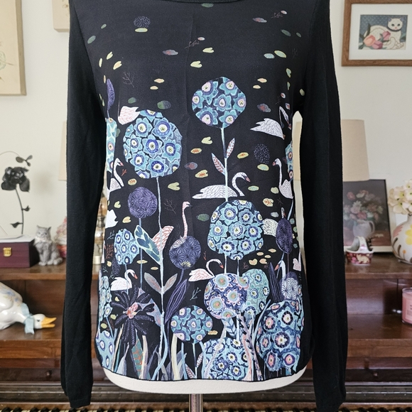 Anthro Knitted & Knotted Swan Tableau Sweater Top - Picture 5 of 13